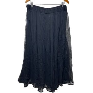 Vintage Women Maxi Skirt 22 Black Sheer Chiffon Romantic Whimsigoth Fairygrunge